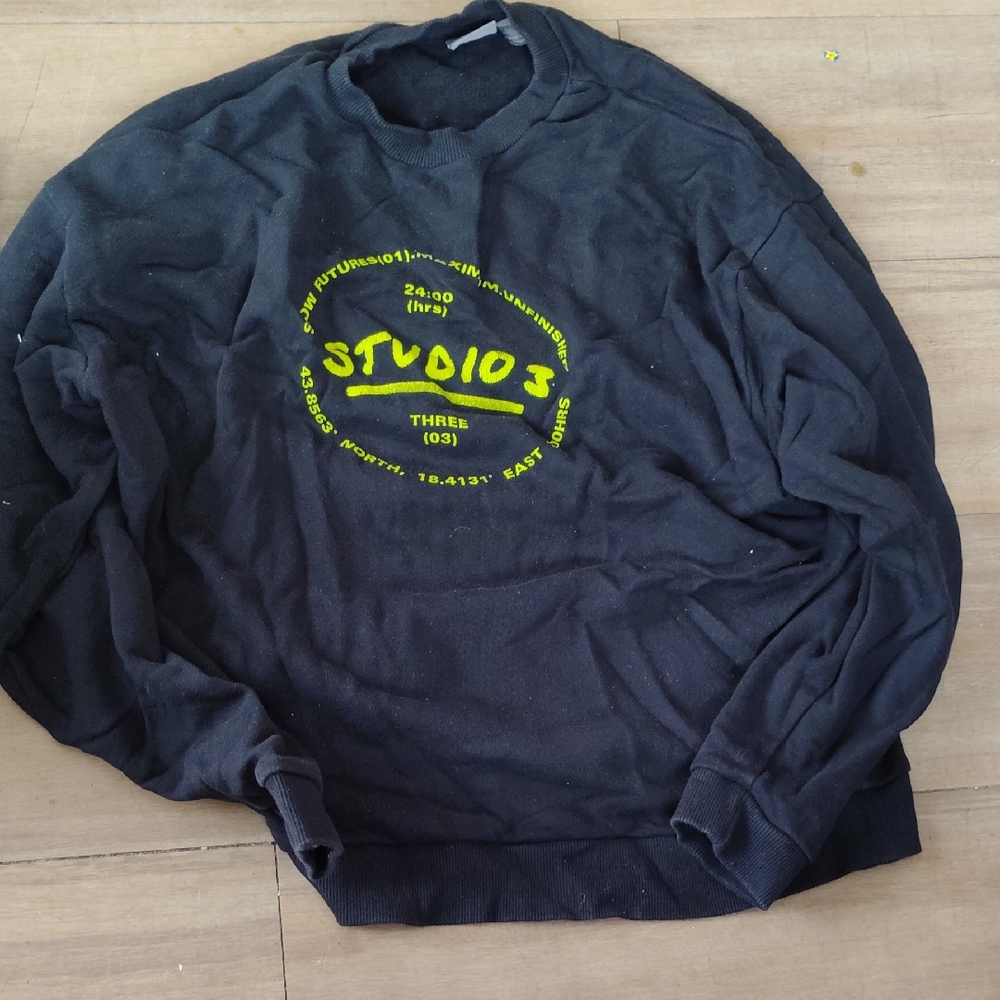 Sudio Black Crewneck Sweater with Neon Accents